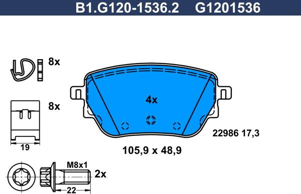 Galfer B1.G120-1536.2 - Bremžu uzliku kompl., Disku bremzes ps1.lv