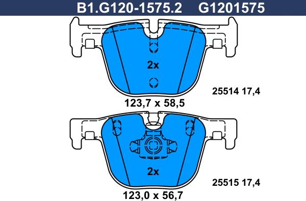 Galfer B1.G120-1575.2 - Bremžu uzliku kompl., Disku bremzes ps1.lv