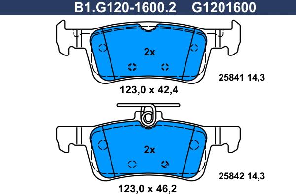 Galfer B1.G120-1600.2 - Bremžu uzliku kompl., Disku bremzes ps1.lv