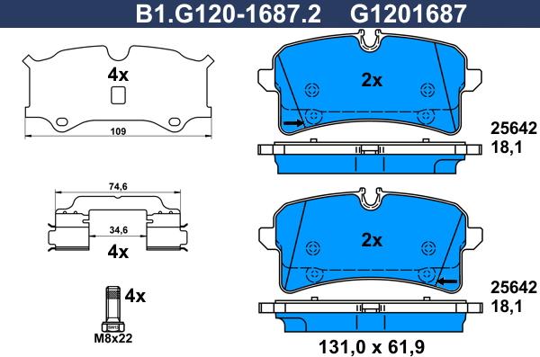 Galfer B1G12016872 - Bremžu uzliku kompl., Disku bremzes ps1.lv