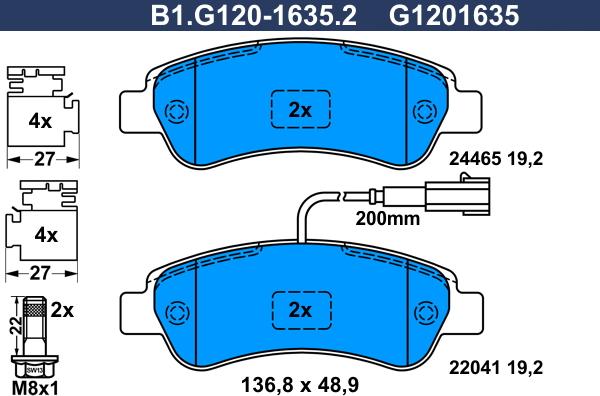 Galfer B1.G120-1635.2 - Bremžu uzliku kompl., Disku bremzes ps1.lv