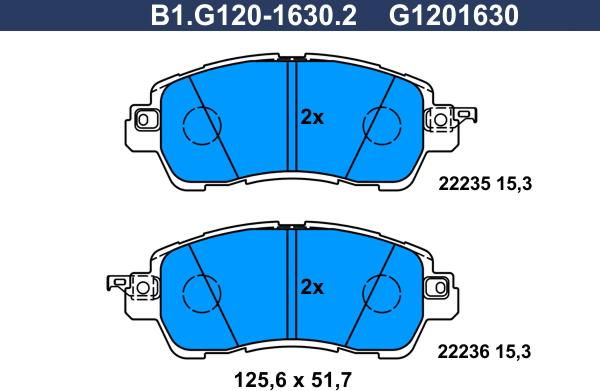 Galfer B1.G120-1630.2 - Bremžu uzliku kompl., Disku bremzes ps1.lv