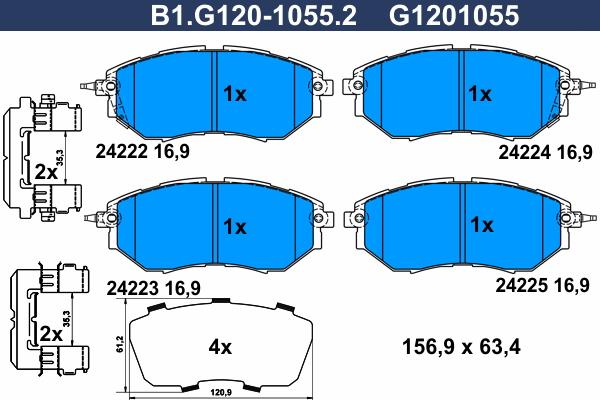 Galfer B1.G120-1055.2 - Bremžu uzliku kompl., Disku bremzes ps1.lv