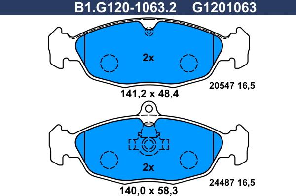 Galfer B1.G120-1063.2 - Bremžu uzliku kompl., Disku bremzes ps1.lv