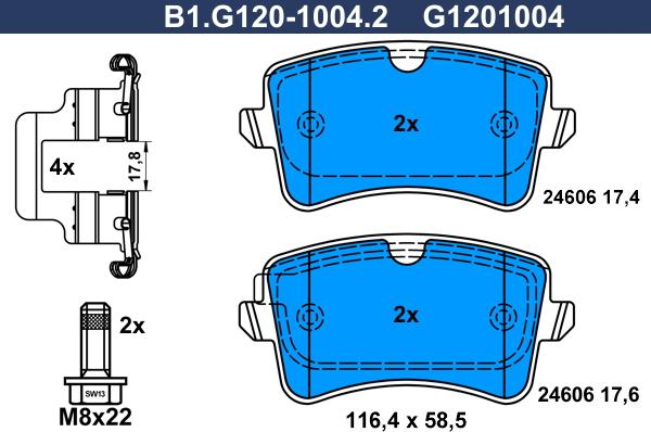 Galfer B1.G120-1004.2 - Bremžu uzliku kompl., Disku bremzes ps1.lv