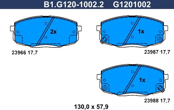 Galfer B1.G120-1002.2 - Bremžu uzliku kompl., Disku bremzes ps1.lv