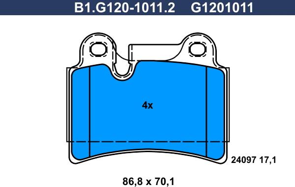 Galfer B1.G120-1011.2 - Bremžu uzliku kompl., Disku bremzes ps1.lv