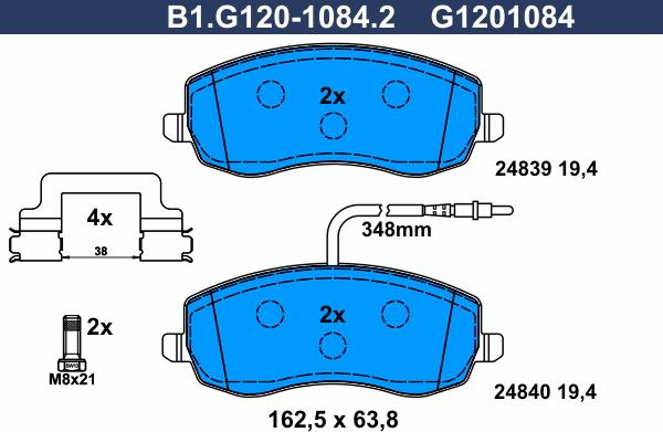 Galfer B1.G120-1084.2 - Bremžu uzliku kompl., Disku bremzes ps1.lv