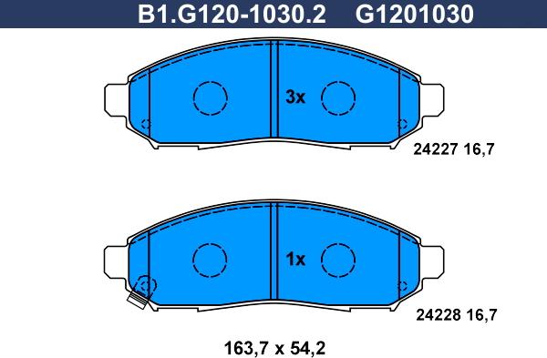 Galfer B1.G120-1030.2 - Bremžu uzliku kompl., Disku bremzes ps1.lv