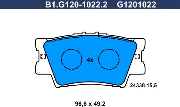 Galfer B1.G120-1022.2 - Bremžu uzliku kompl., Disku bremzes ps1.lv