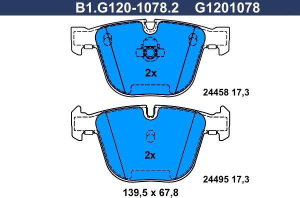 Galfer B1.G120-1078.2 - Bremžu uzliku kompl., Disku bremzes ps1.lv