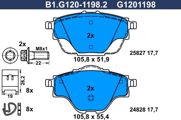 Galfer B1.G120-1198.2 - Bremžu uzliku kompl., Disku bremzes ps1.lv