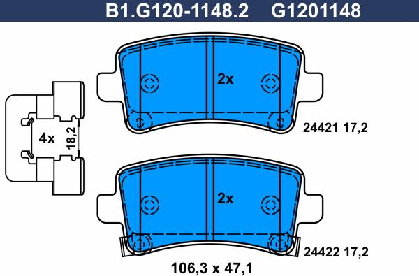 Galfer B1.G120-1148.2 - Bremžu uzliku kompl., Disku bremzes ps1.lv