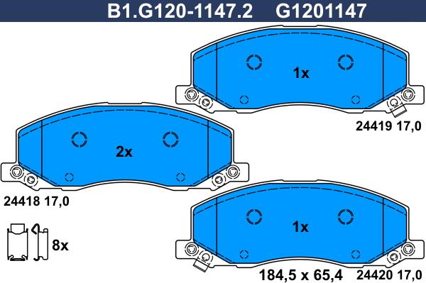 Galfer B1.G120-1147.2 - Bremžu uzliku kompl., Disku bremzes ps1.lv