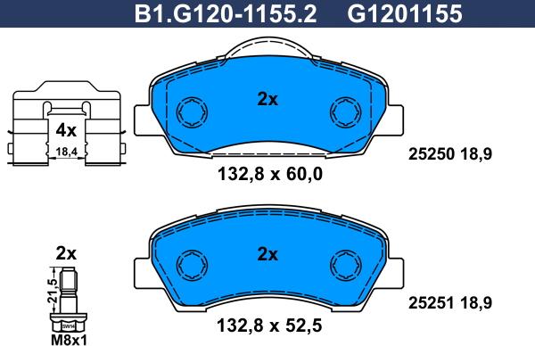 Galfer B1.G120-1155.2 - Bremžu uzliku kompl., Disku bremzes ps1.lv