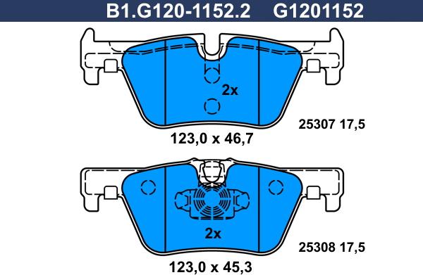 Galfer B1.G120-1152.2 - Bremžu uzliku kompl., Disku bremzes ps1.lv