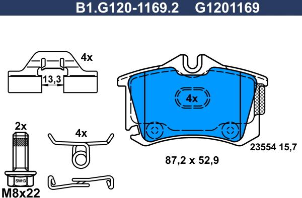 Galfer B1.G120-1169.2 - Bremžu uzliku kompl., Disku bremzes ps1.lv