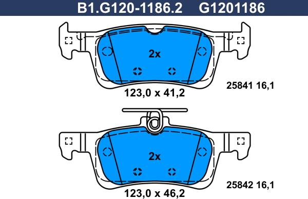 Galfer B1.G120-1186.2 - Bremžu uzliku kompl., Disku bremzes ps1.lv