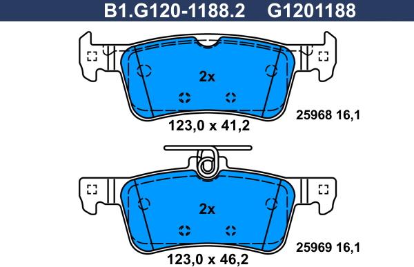 Galfer B1.G120-1188.2 - Bremžu uzliku kompl., Disku bremzes ps1.lv