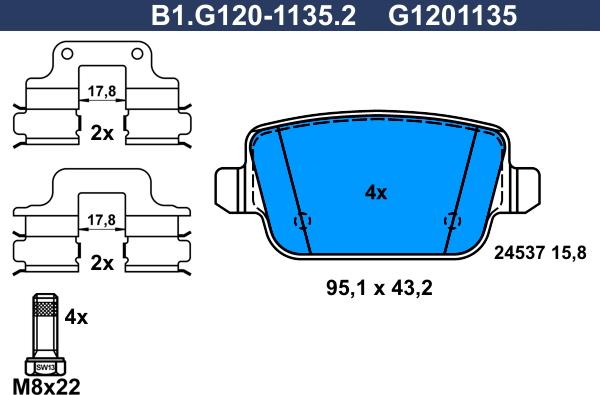 Galfer B1.G120-1135.2 - Bremžu uzliku kompl., Disku bremzes ps1.lv