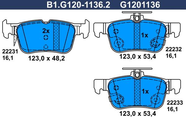 Galfer B1.G120-1136.2 - Bremžu uzliku kompl., Disku bremzes ps1.lv