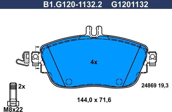 Galfer B1.G120-1132.2 - Bremžu uzliku kompl., Disku bremzes ps1.lv