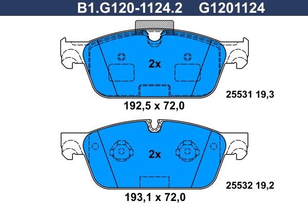 Galfer B1.G120-1124.2 - Bremžu uzliku kompl., Disku bremzes ps1.lv