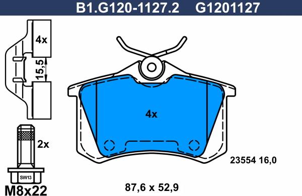 Galfer B1.G120-1127.2 - Bremžu uzliku kompl., Disku bremzes ps1.lv