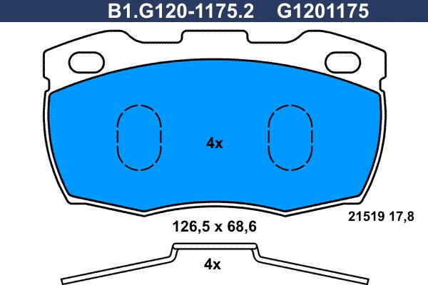 Galfer B1.G120-1175.2 - Bremžu uzliku kompl., Disku bremzes ps1.lv