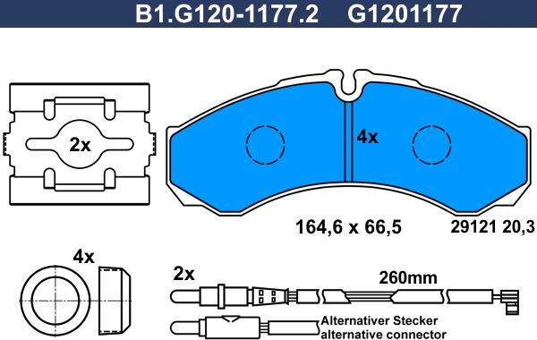 Galfer B1.G120-1177.2 - Bremžu uzliku kompl., Disku bremzes ps1.lv