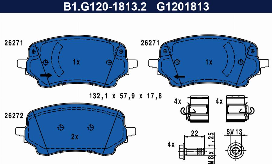 Galfer B1.G120-1813.2 - Bremžu uzliku kompl., Disku bremzes ps1.lv