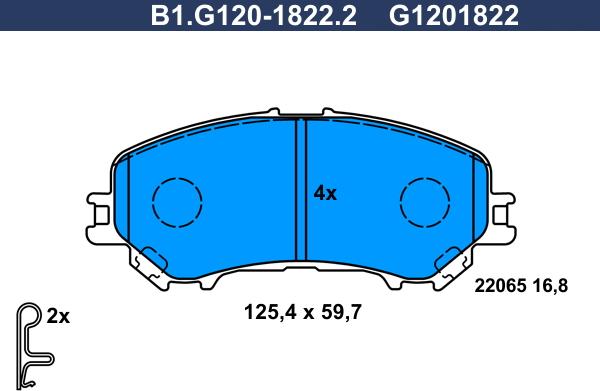 Galfer B1.G120-1822.2 - Bremžu uzliku kompl., Disku bremzes ps1.lv