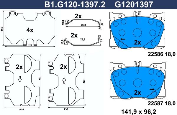 Galfer B1G12013972 - Bremžu uzliku kompl., Disku bremzes ps1.lv