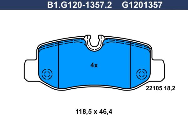 Galfer B1.G120-1357.2 - Bremžu uzliku kompl., Disku bremzes ps1.lv