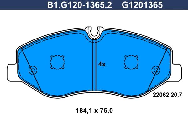 Galfer B1.G120-1365.2 - Bremžu uzliku kompl., Disku bremzes ps1.lv