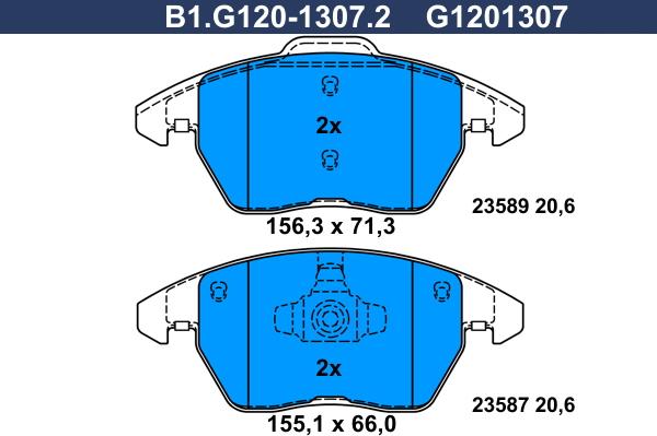 Galfer B1.G120-1307.2 - Bremžu uzliku kompl., Disku bremzes ps1.lv