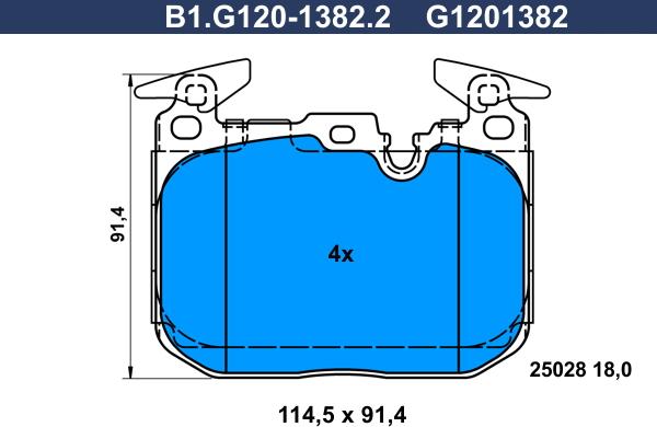 Galfer B1.G120-1382.2 - Bremžu uzliku kompl., Disku bremzes ps1.lv