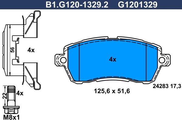 Galfer B1.G120-1329.2 - Bremžu uzliku kompl., Disku bremzes ps1.lv