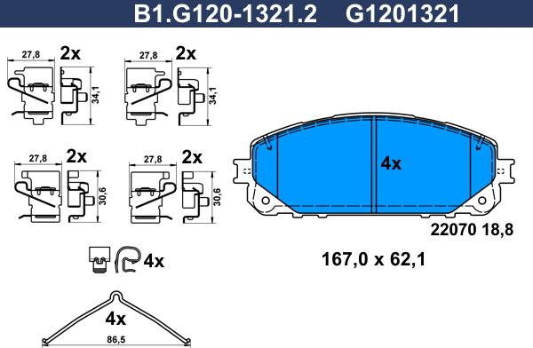 Galfer B1.G120-1321.2 - Bremžu uzliku kompl., Disku bremzes ps1.lv