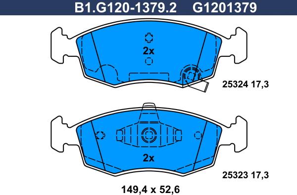 Galfer B1.G120-1379.2 - Bremžu uzliku kompl., Disku bremzes ps1.lv