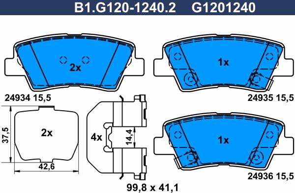 Galfer B1.G120-1240.2 - Bremžu uzliku kompl., Disku bremzes ps1.lv