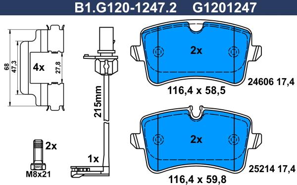 Galfer B1.G120-1247.2 - Bremžu uzliku kompl., Disku bremzes ps1.lv