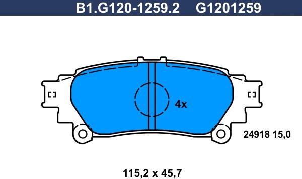 Galfer B1.G120-1259.2 - Bremžu uzliku kompl., Disku bremzes ps1.lv