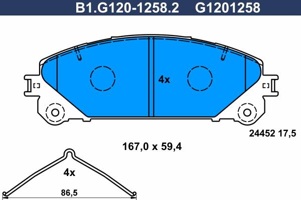 Galfer B1.G120-1258.2 - Bremžu uzliku kompl., Disku bremzes ps1.lv