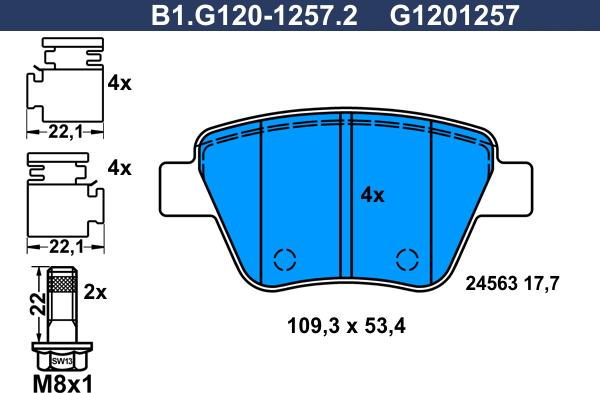 Galfer B1.G120-1257.2 - Bremžu uzliku kompl., Disku bremzes ps1.lv