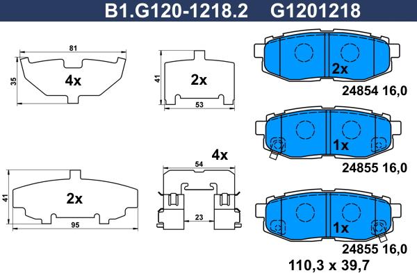 Galfer B1.G120-1218.2 - Bremžu uzliku kompl., Disku bremzes ps1.lv