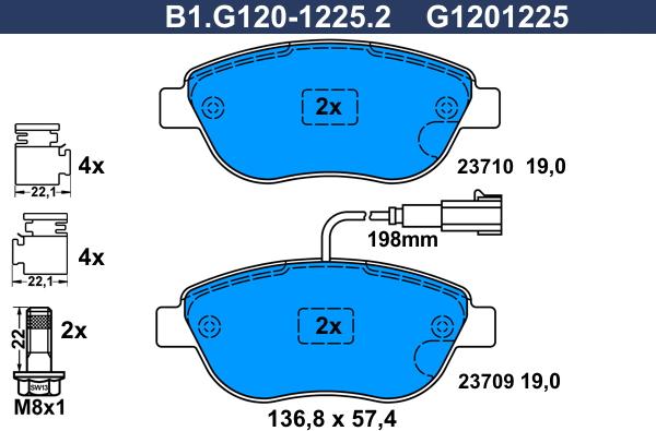 Galfer B1.G120-1225.2 - Bremžu uzliku kompl., Disku bremzes ps1.lv