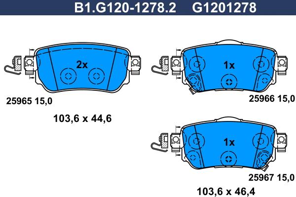 Galfer B1.G120-1278.2 - Bremžu uzliku kompl., Disku bremzes ps1.lv