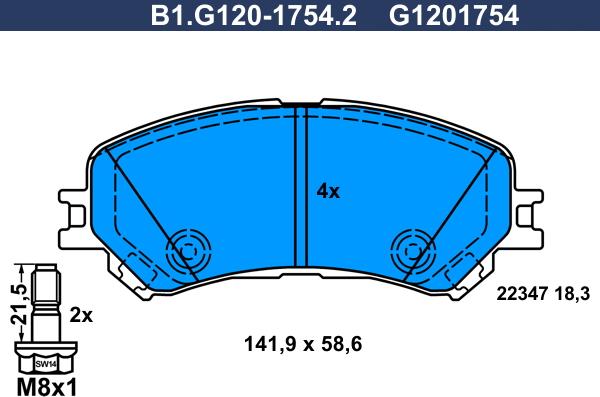 Galfer B1.G120-1754.2 - Bremžu uzliku kompl., Disku bremzes ps1.lv