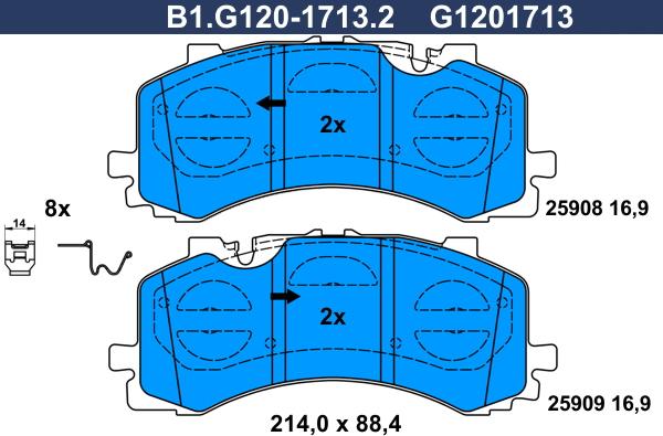 Galfer B1.G120-1713.2 - Bremžu uzliku kompl., Disku bremzes ps1.lv